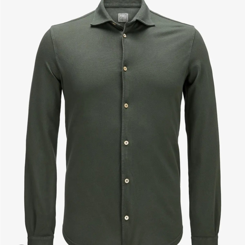 Fedeli Dark Green Polo Button Down Shirt